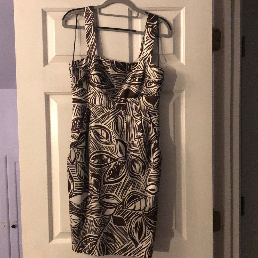 ABS COLLECTION Espresso & white 100% Silk Dress - Picture 1 of 8